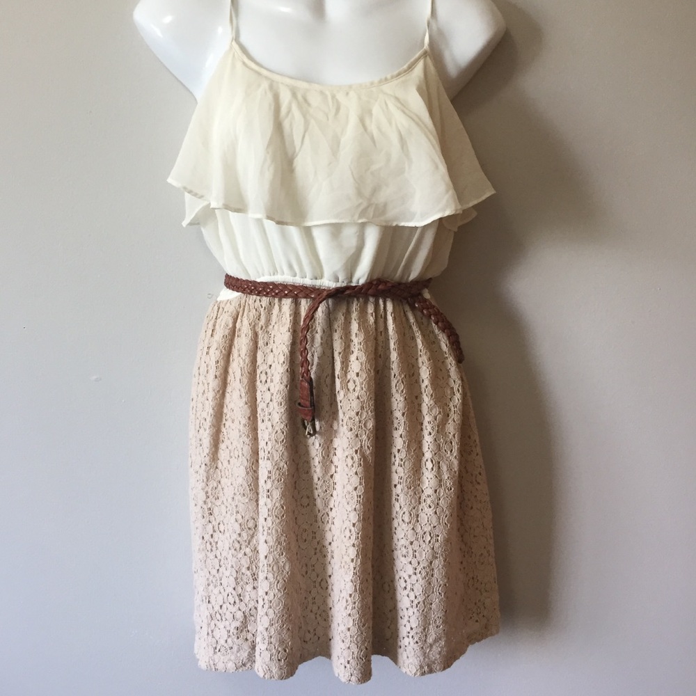 Forever 21 Tan Spaghetti Strap Dress w/ Be…